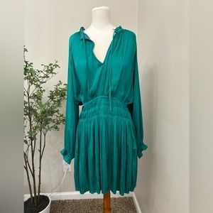 Anthropologie Current Air Green Teal Drop Waist Dress